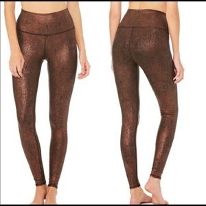 High waisted Alo Yoga copper metallic legging